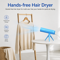 Sèche-cheveux portable léger de voyage, sèche-cheveux de bureau sur pied 1200W, séchage 2x plus rapide, mains libres, multi-usages