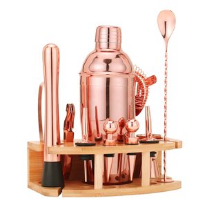 Juego de Coctelería de Acero Inoxidable Ecológico de 12 Piezas y 750 ml con Soporte de Bambú, Logotipo Personalizado, Kit de Barman para el Hogar, Herramientas de Bar - Product Image 5