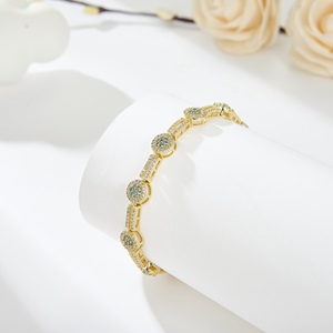 Chinesischer feiner Schmuck CZ Zirkonia Haupt diamant stein Damenmode 14 Karat vergoldetes Tennis ketten armband - Product Image 5