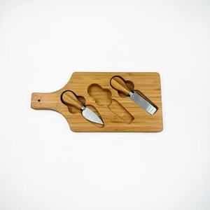 Bamboo <b>Cheese</b> <b>Knife</b> And Fork <b>Set</b> Double Sided Portable For Home Use With Wooden Board - Product Image 1
