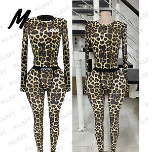 2025 Fashion Leopard Print Anpassbares Design Casual Homewear Set Zweiteiliger Damen anzug Eng anliegender Leopard Langarm - Product Image 2