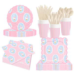Decoración de Fiesta Temática de Animales DAMAI, Platos, Vasos y Servilletas de Papel Desechables de Color Rosa con Juego de Vajilla de Ganso para Fiesta de Bodas - Product Image 2