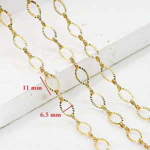 Chaîne ovale à maillons croisés au mètre, en acier inoxydable plaqué or PVD 18 carats, chaîne câble texturée pour la fabrication de bracelets et colliers DIY - Product Image 1