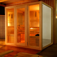 Sauna intérieur de haute qualité pour la maison, sauna finlandais traditionnel à vapeur sèche avec porte en verre trempé, prix d'usine