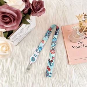 Korean Trendy Cute Cartoon Adjustable Stretchable Snap-on Neck Lanyard nylon Long Epoxy logo Badge Reel Strap