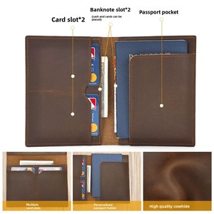 Portefeuille vintage en cuir Crazy Horse, porte-<span class=keywords><strong>passeport</strong></span> en cuir véritable, étui multifonctionnel pour documents de voyage et cartes, porte-<span class=keywords><strong>passeport</strong></span> d'embarquement - Product Image 4
