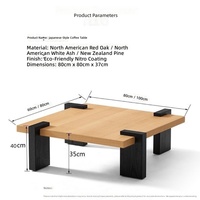 Table basse moderne en bois massif Tenghang avec pieds en métal pour salon, mobilier minimaliste pour la maison