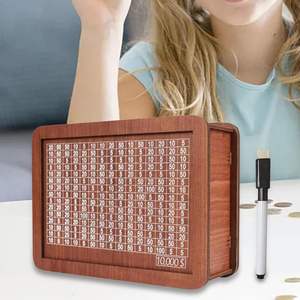 Tirelire <span class=keywords><strong>Caisse</strong></span> Forte en Bois pour Épargne, Boîte Épargne <span class=keywords><strong>d</strong></span>'Argent en Bois avec Objectif et Nombres (10000) - Product Image 4