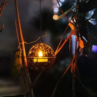 Guirlande de Noël pour l'extérieur Lampe solaire Globe perlé Fil de cuivre Boule Bougeoir Fleurs artificielles-pour les décorations d'intérieur