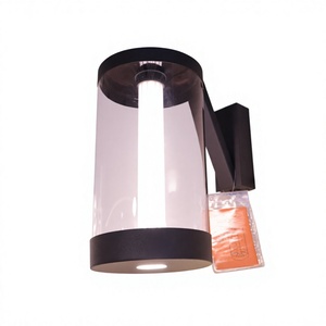 Lámpara de Pared Moderna de Vidrio Cilíndrico con Pantalla Negra, LED E27 2700K, Luz Blanca Cálida Suave, CA 85-265V, Control por Interruptor, para Sala de Estar - Product Image 1