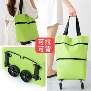Chariot de courses pliable portable avec roues, grande capacité, charge de 15 kg, pour les courses et la maison, sac imperméable et durable - Product Image 1
