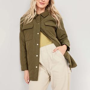 Vêtements d'hiver personnalisés Vestes pour femmes Veste mode surdimensionnée unisexe à bouton-pression Manteau utilitaire matelassé pour femmes - Product Image 2