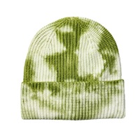 Nieuwe design tie-dye acryl vintage Y2K street beanie met 3D borduurwerk, geleidelijk veranderende gebreide ruitjes, strikjes en fruitmotief.