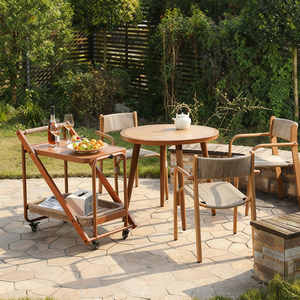 पैटियो रोलिंग बार कार्ट बहु-उद्देश्य सेवारत ट्रॉली साइड टेबल धातु भोजन लिविंग रूम हल्के डिजाइन आसान गतिशीलता - Product Image 3