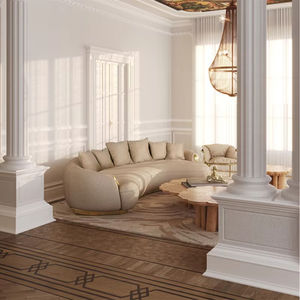 Furnistyle <span class=keywords><strong>Villa</strong></span> Sofá curvo de estilo moderno con luz de latón Juegos de muebles de sala de estar de lujo Sofás personalizados para sofá Do <span class=keywords><strong>Lobo</strong></span> - Product Image 6