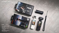 DJ01 360 °   Kamera Aksi Olahraga Rotasi dengan Dukungan CE FCC Rohs, Mendukung Kartu Tf 128GB, Kamera Aksi Genggam Ultra Vlog dengan Lampu Isi Terintegrasi