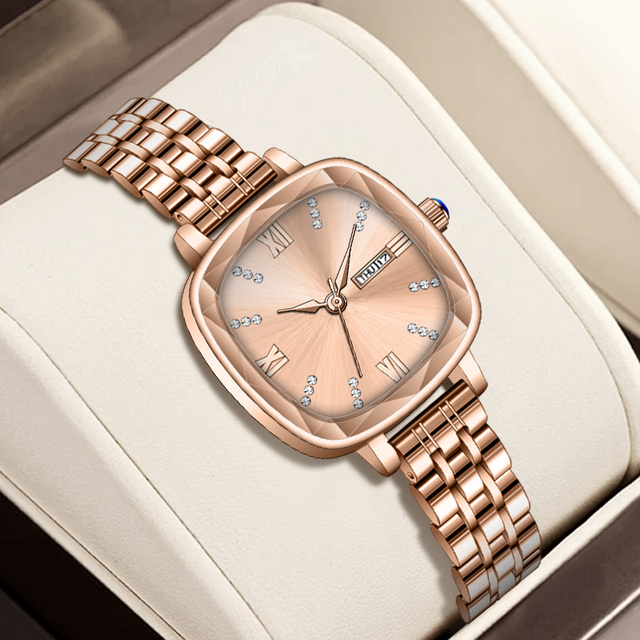 Luxury Waterproof Brands Ladies Watches Green Dial Watch with Roman Number Fashion Women Bracelet Quartz Watch with Warranty