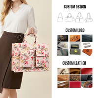 Sac fourre-tout en toile à soufflets motif floral, structure 3D, sac à main vintage à fleurs pour femme, personnalisable en gros