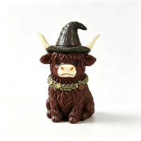 Nouvelle figurine mignonne de vache des Highlands pour Halloween, cadeau pour la maison, décoration d'ambiance de Noël, ornement en résine