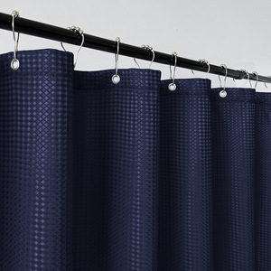Awellife Langlebiger Waffelmuster-Baumwoll-Duschvorhang mit 12 Haken für Badezimmer - Transparenter Stoff - Creme-Elfenbein (183x183 cm) - Product Image 3