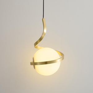 JACKSUN Suspension Moderne Dorée, <span class=keywords><strong>Globe</strong></span> en Verre, Lustre, Applique Murale d'Accent, Petite Suspension Simple Tête pour Chevet - Product Image 6