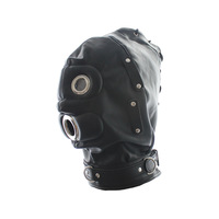 Capot de Bondage en cuir BDSM, rose, muselière avec coussin oculaire détachable, bouche-pénis, Gag, harnais de tête, accessoire de Costume Sexy, 1 pièce