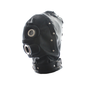 Mũ trùm đầu da BDSM màu hồng, bịt miệng bằng da, bịt mắt có thể tháo rời, bịt miệng dương vật, dây đeo đầu, phụ kiện trang phục gợi cảm - Product Image 6