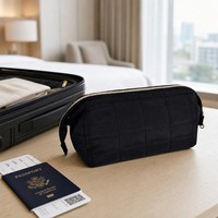 Borsa per il Trucco Trapuntata Premium, Grande Capacità, Organizer Cosmetico da Viaggio, Pochette Portatile per Donna, Borsa Multiuso per Toilette, Regalo