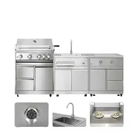 Meubles de cuisine BBQ d'extérieur JINGSHUN en acier inoxydable, armoires multifonctionnelles en acier inoxydable, vente en gros pour usage commercial et domestique