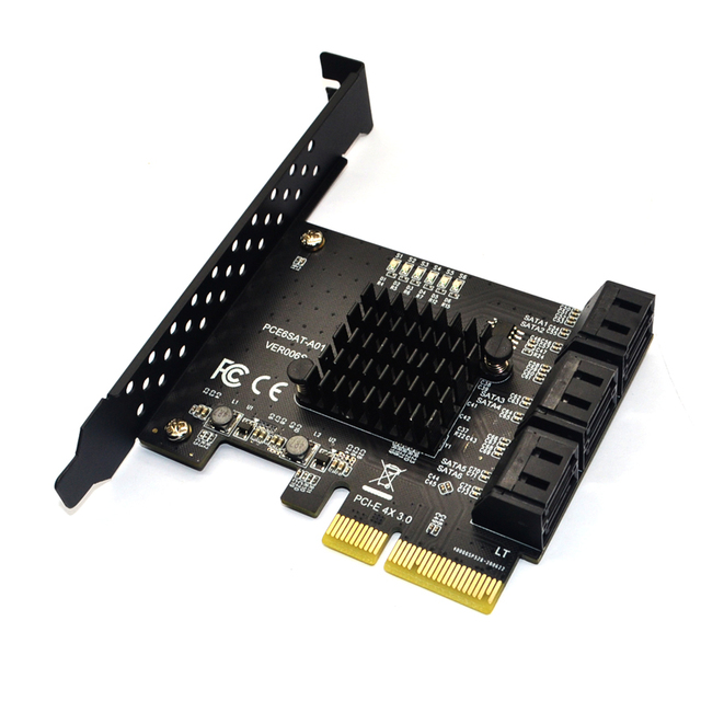 SATA PCI E Adapter 6 Ports SATA 3.0 to PCI Express X4 Expansion Card SATA3.0 PCIe PCI-e SATA Controller for HDD ASMedia ASM1166
