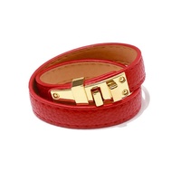 Bracelet en cuir à double couche avec fermoir pivotant