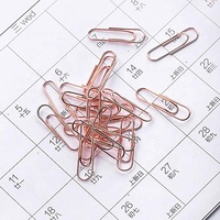 Ensemble de papeterie de bureau en boîte carrée avec trombones à épingle transparents en or rose