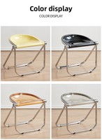 Chaise pliante en métal, tabouret transparent tendance pour le maquillage et l'ensemble table-cafetière