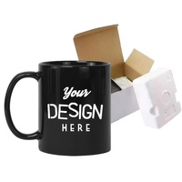 Mug à sublimation noir personnalisable avec logo imprimé, tasse en céramique, emballage en boîte blanche