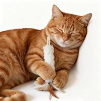 2026 Jouet pour chat personnalisé en vraie fourrure de laine avec plumes, queue longue et pelucheuse, jouet en peluche pour chats, chiens et souris