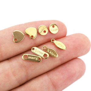 Etiquetas de acero inoxidable chapadas en oro de diferentes formas para la fabricación de pulseras, grabado de logotipos, accesorios de joyería - Product Image 2
