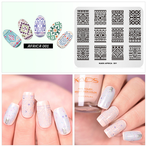 Plaque de stamping rectangulaire en acier inoxydable pour ongles, motif bohème africain, pochoir souple pour nail art, modèle de manucure DIY - Product Image 6