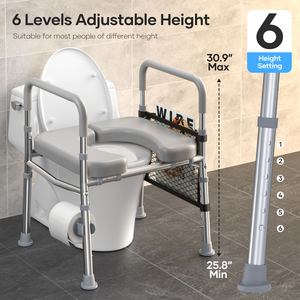 Silla de Inodoro para Pacientes Mayores, Metálica, Ajustable, Plegable, Silla de Ducha, Ayuda para Inodoro, Equipo de Rehabilitación - Product Image 5