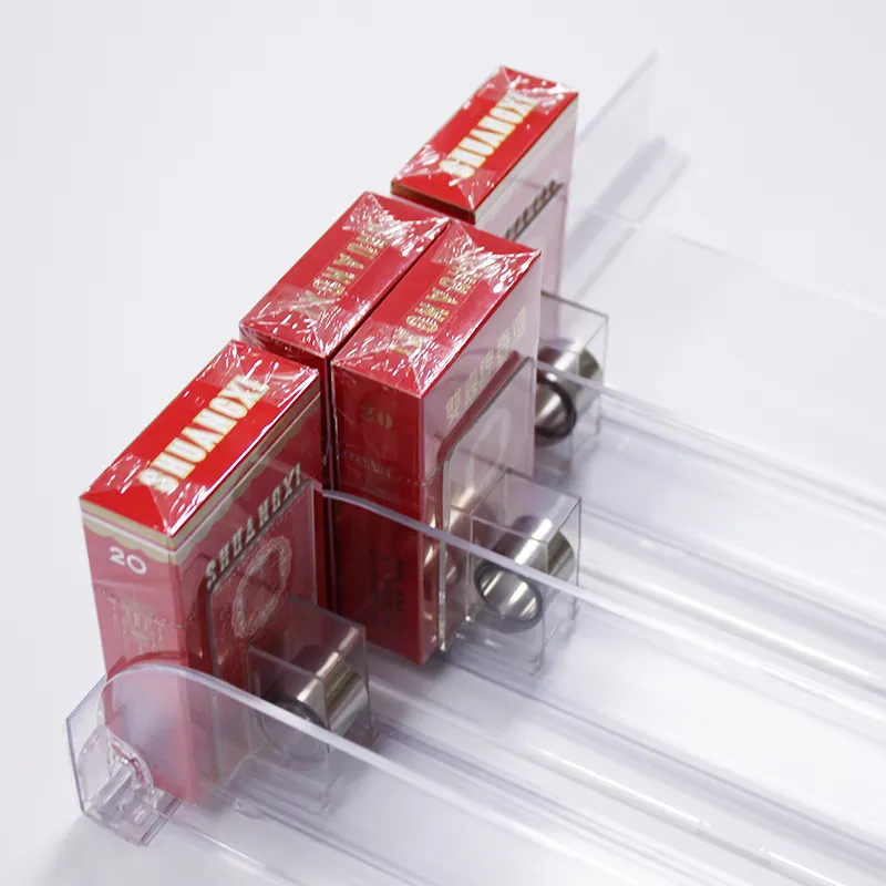 Supermercato di plastica sigaretta regolabile mensola divisori e pulsanti bevanda mensola pusher