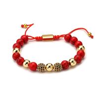 Gelang pulsera hombre ular magnetik pria gelang semanggi akrilik 18K emas tidak pudar tahan air benang sutra gelang