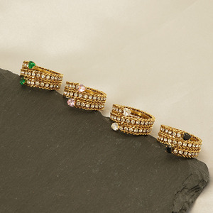 <span class=keywords><strong>2023</strong></span> nouvel acier inoxydable transfrontalier 18K or ensemble zircon <span class=keywords><strong>bague</strong></span> en diamant ins niche design premium sens anneau - Product Image 2