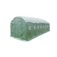 Grande serre de jardin en polytunnel de 10 x 3,5 x 1,95 m, facile à assembler avec un cadre métallique et du bois traité sous pression, type nature