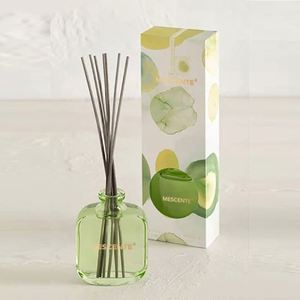 Mescante <b>Green</b> Glass Bottle Reed Diffuser with Fiber <b>Sticks</b> and Gift Box Home Aroma Fragrance - Product Image 1