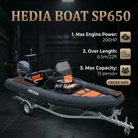 Bateau pneumatique rigide de luxe de 22 pieds pour 13 passagers, fabriqué en Chine par un fabricant chinois, modèle Rib650, à vendre