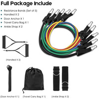 Lot de 11 bandes de résistance en latex pour yoga, fitness et entraînement, avec logo personnalisé, unisexe