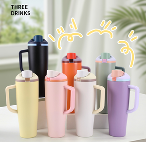 Gobelet isotherme en acier inoxydable de grande capacité de 40 oz avec poignée - Utilisation en voyage et en fête, design portable, logo personnalisable - Product Image 3