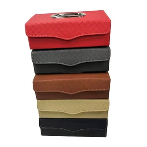 Boîte de mouchoirs de <span class=keywords><strong>voiture</strong></span>, rangement automatique <span class=keywords><strong>pour</strong></span> mouchoirs de <span class=keywords><strong>voiture</strong></span> en maille avec cuir PU, nouveau Design - Product Image 3