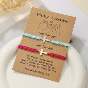 Pinky Promise Braided Cross <b>Bracelet</b> Adjustable <b>Rope</b> Jewelry For Couples Friends Gift Unisex Handmade - Product Image 4