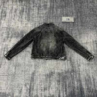 DENIMGUYS Nouvelle Veste en Jean Brodé pour Homme, Style Décontracté, Personnalisée, Noire, Effet Délavé, avec Strass
