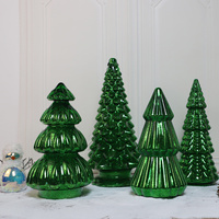 Arbre de Noël en verre mercure doré, arbre de Noël conique de table soufflé à la main avec LED, fournisseur de décorations saisonnières en gros